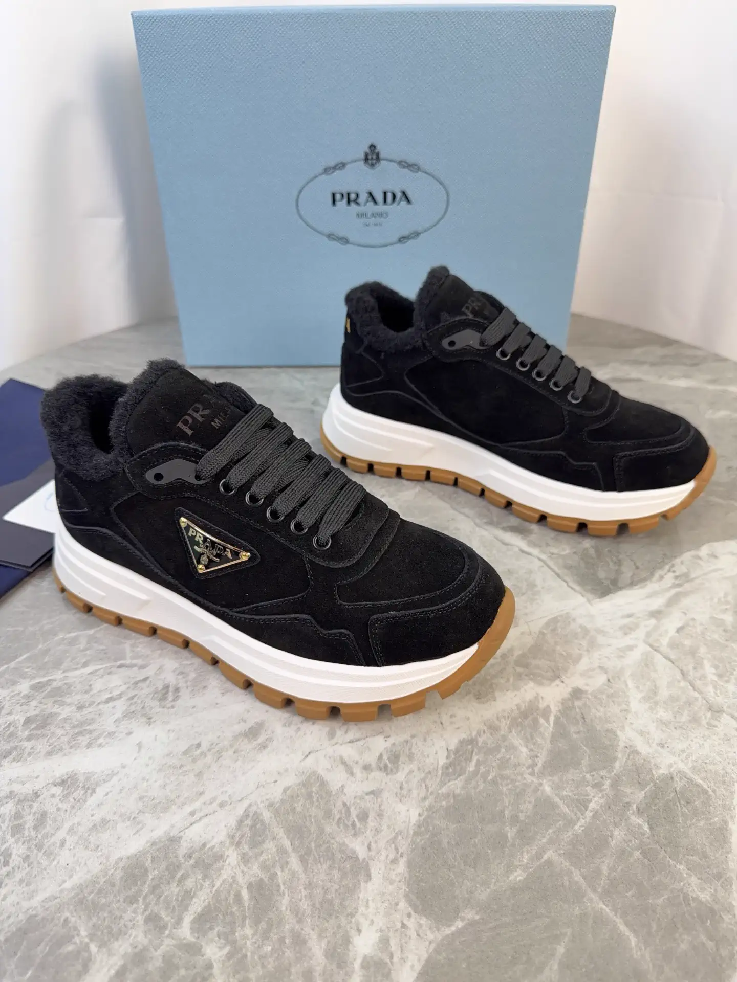 P Family Latest Style High Luster Suede Leather Wool Lining Shoes image 1