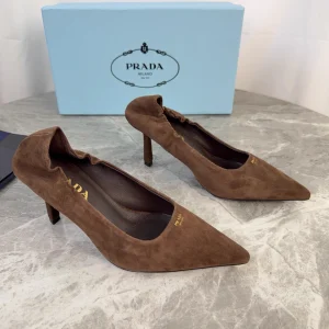 P Family Latest Style Suede Sheepskin Heeled Shoes image 1