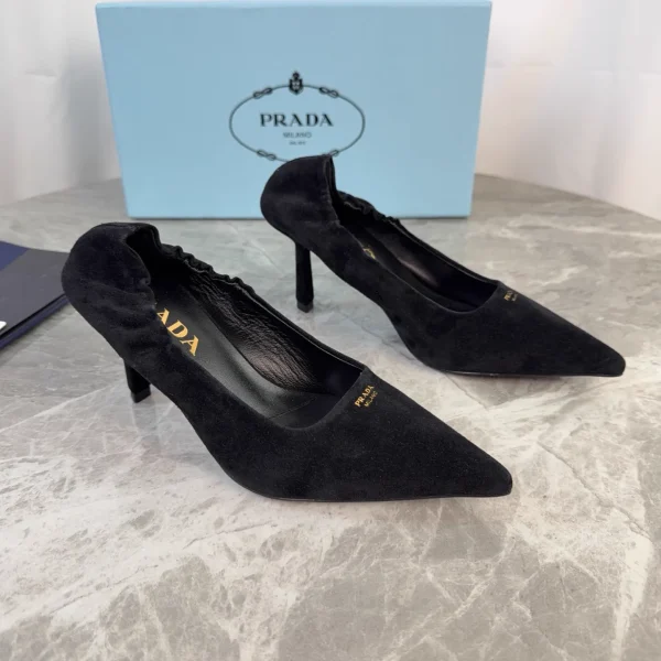 P Family Latest Style Suede Sheepskin Heeled Shoes image 1
