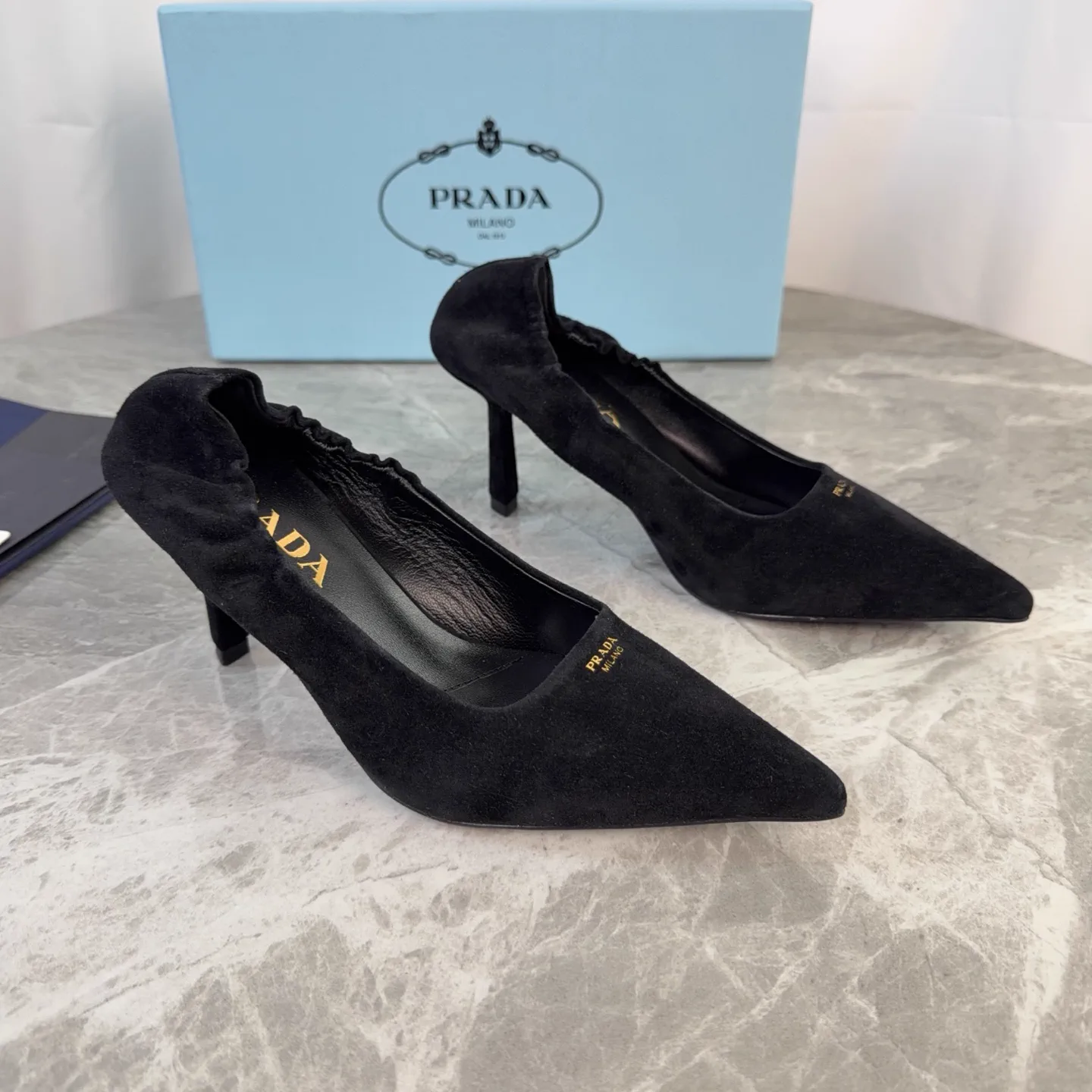 P Family Latest Style Suede Sheepskin Heeled Shoes image 1