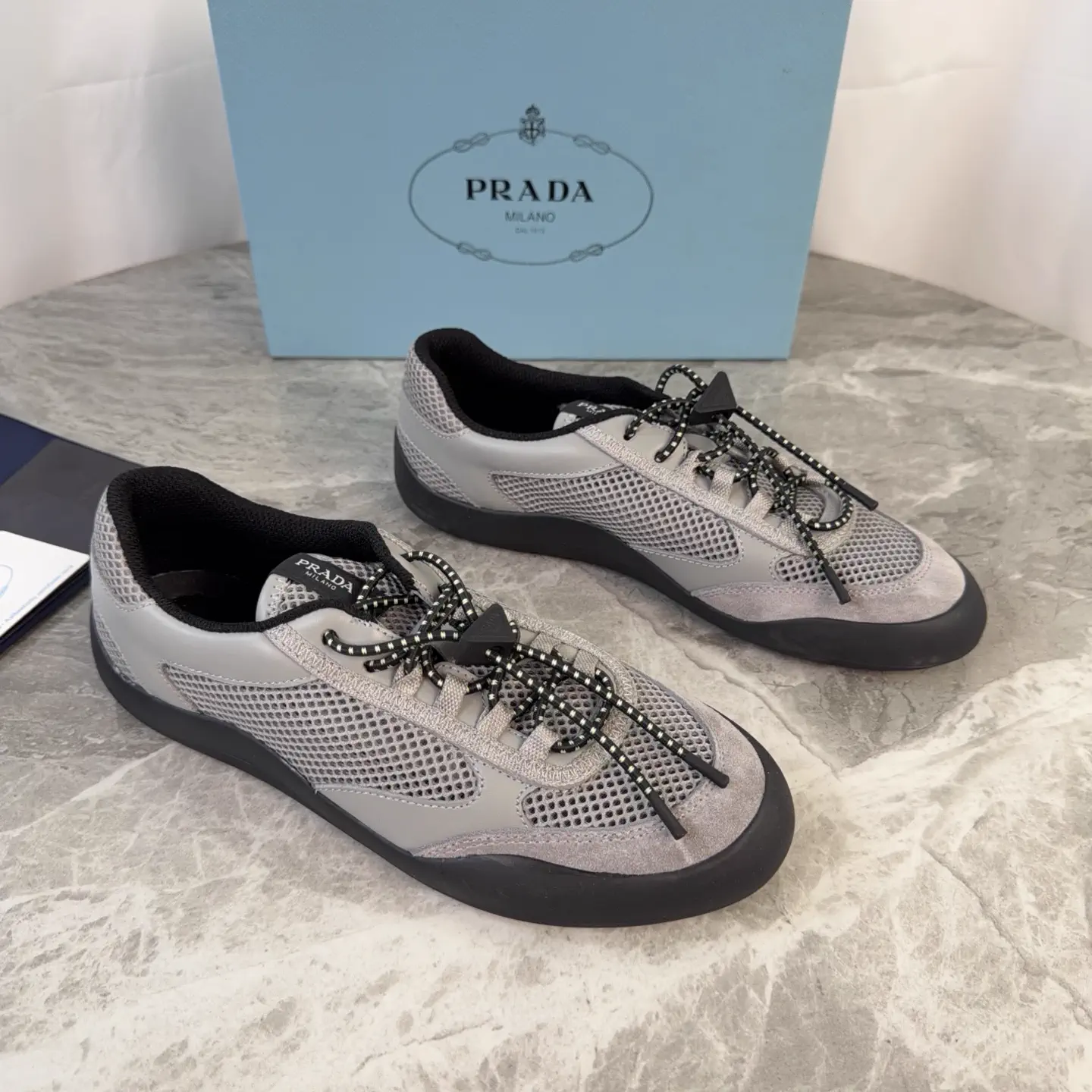 P Brand Latest Couple Style Leather Suede Mesh Shoes image 1