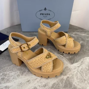 P Family Latest Style Raffia Woven Heels image 1