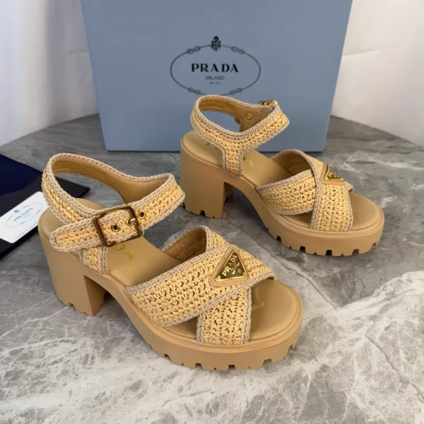P Family Latest Style Raffia Woven Heels image 1