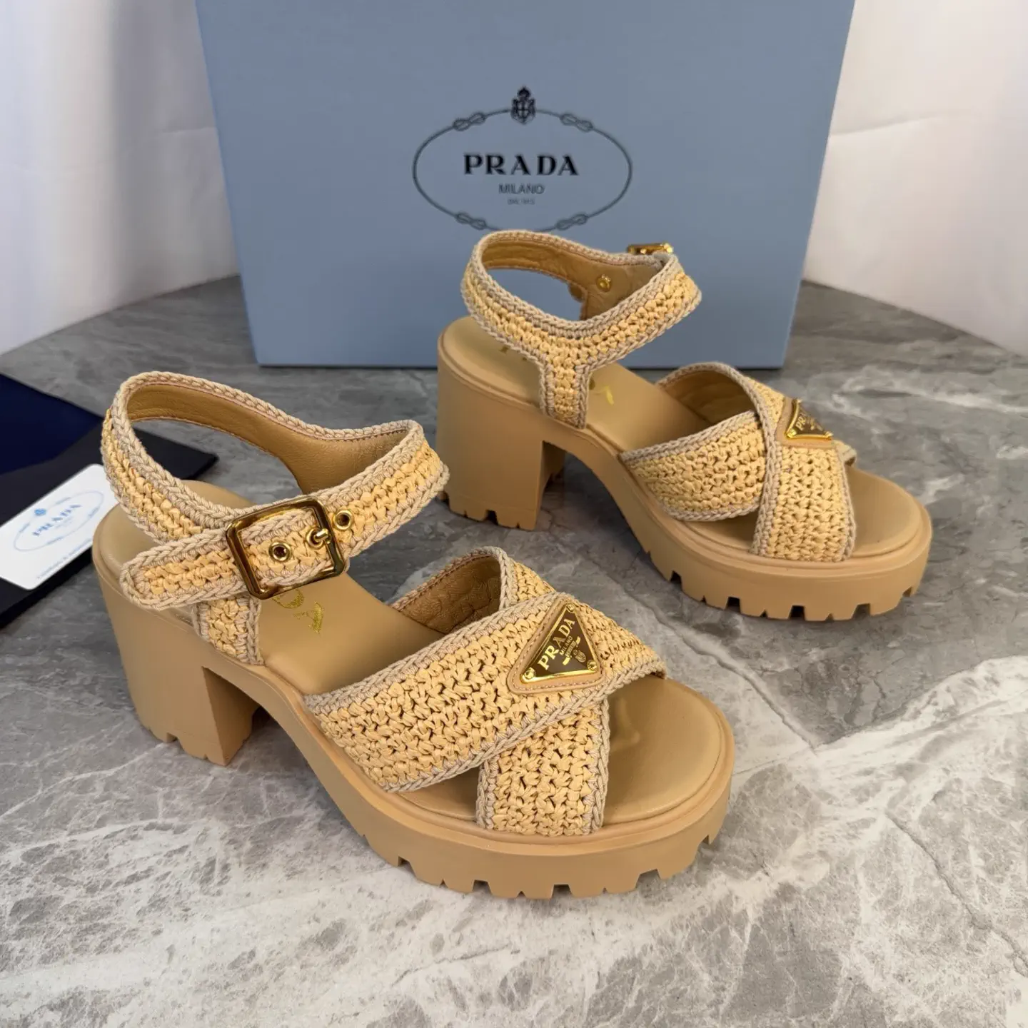 P Family Latest Style Raffia Woven Heels image 1