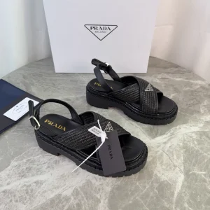 P Brand Latest Style Raffia and Sheepskin Sandals image 1