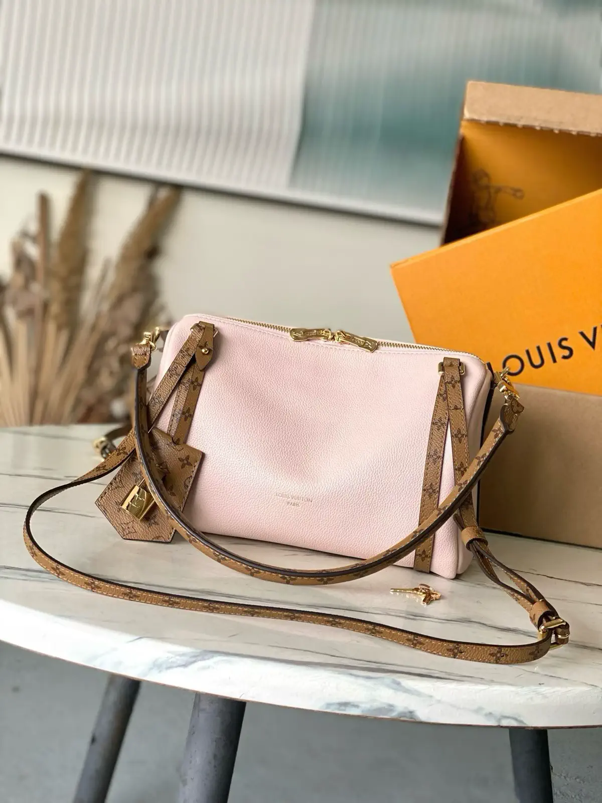 Louis Vuitton Light Pink Monogram Trim Shoulder Bag image 1