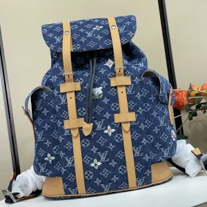 Louis Vuitton Christopher Medium Monogram Denim Backpack with Floral Embroidery image 1