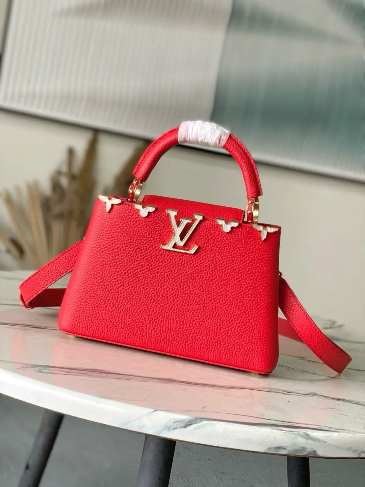 Louis Vuitton Red Taurillon Leather Capucines Flower Crown Top Handle Bag image 1