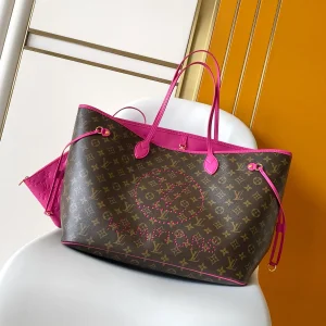 Louis Vuitton Monogram Neverfull Tote Bag with Pink Trim image 1