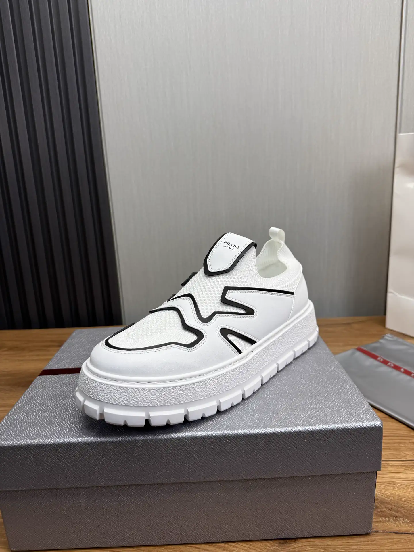 PRADA New Arrival Knitted Leather Shoes image 1