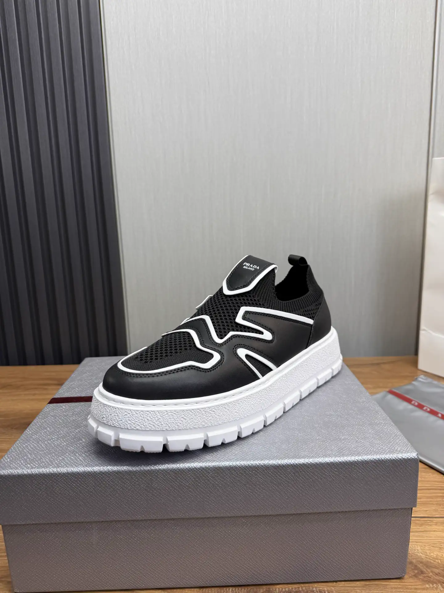 PRADA New Arrival Knitted Leather Shoes image 1