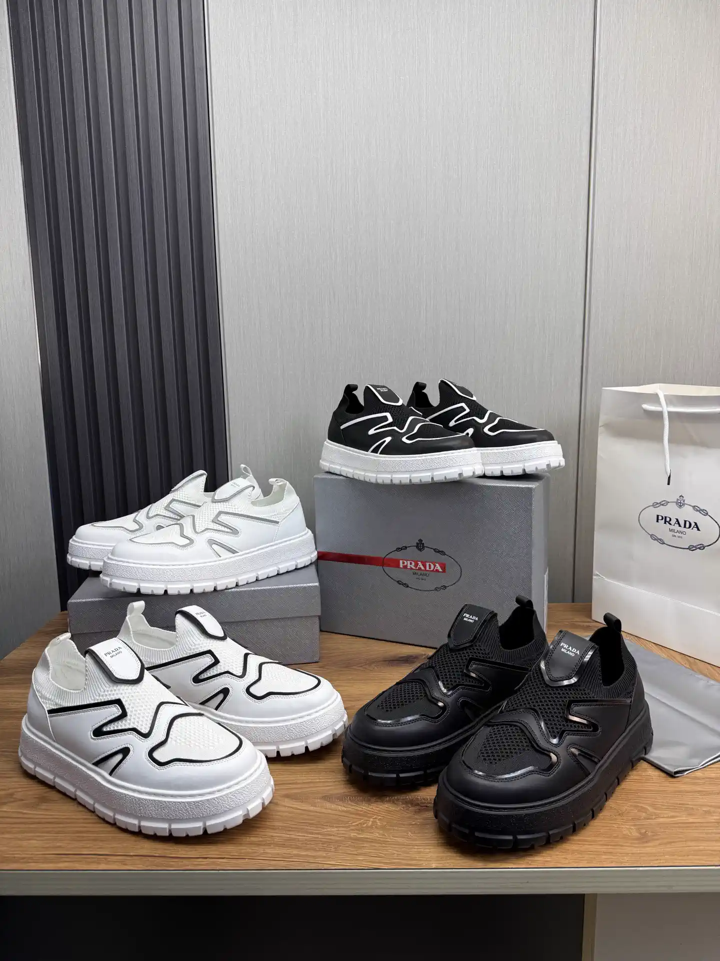 PRADA New Arrival Knitted Leather Shoes image 1