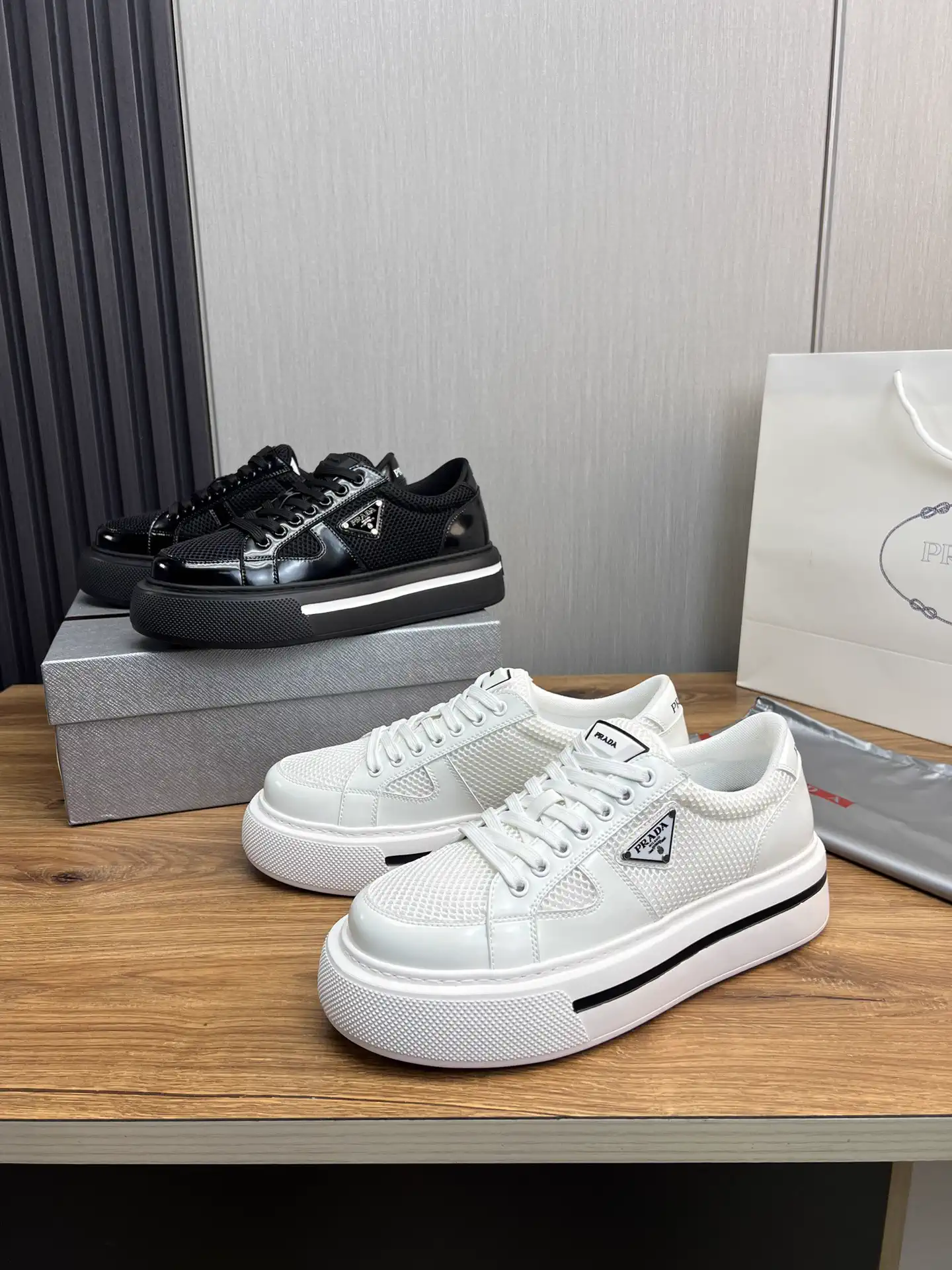 PRADA Men's Knitted Leather Shoes image 1