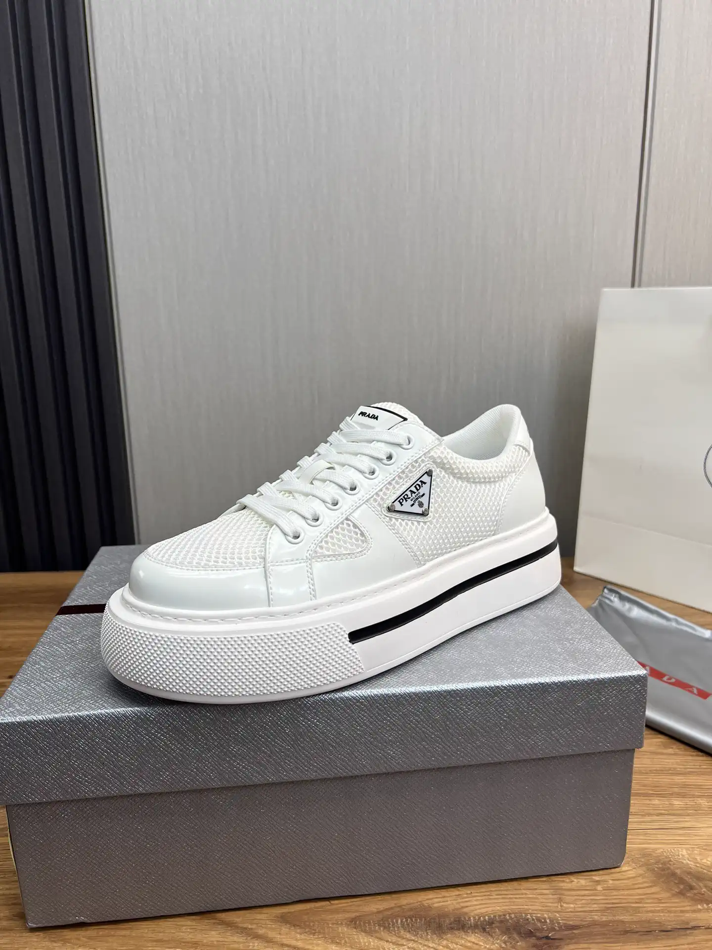 PRADA Men's Knitted Leather Shoes image 1