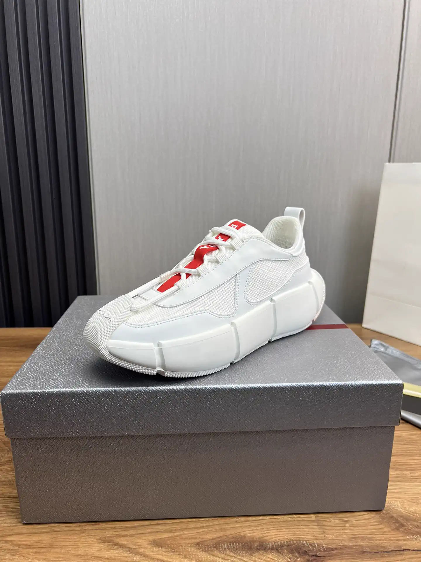 PRADA Men's Knit Leather Shoes image 1