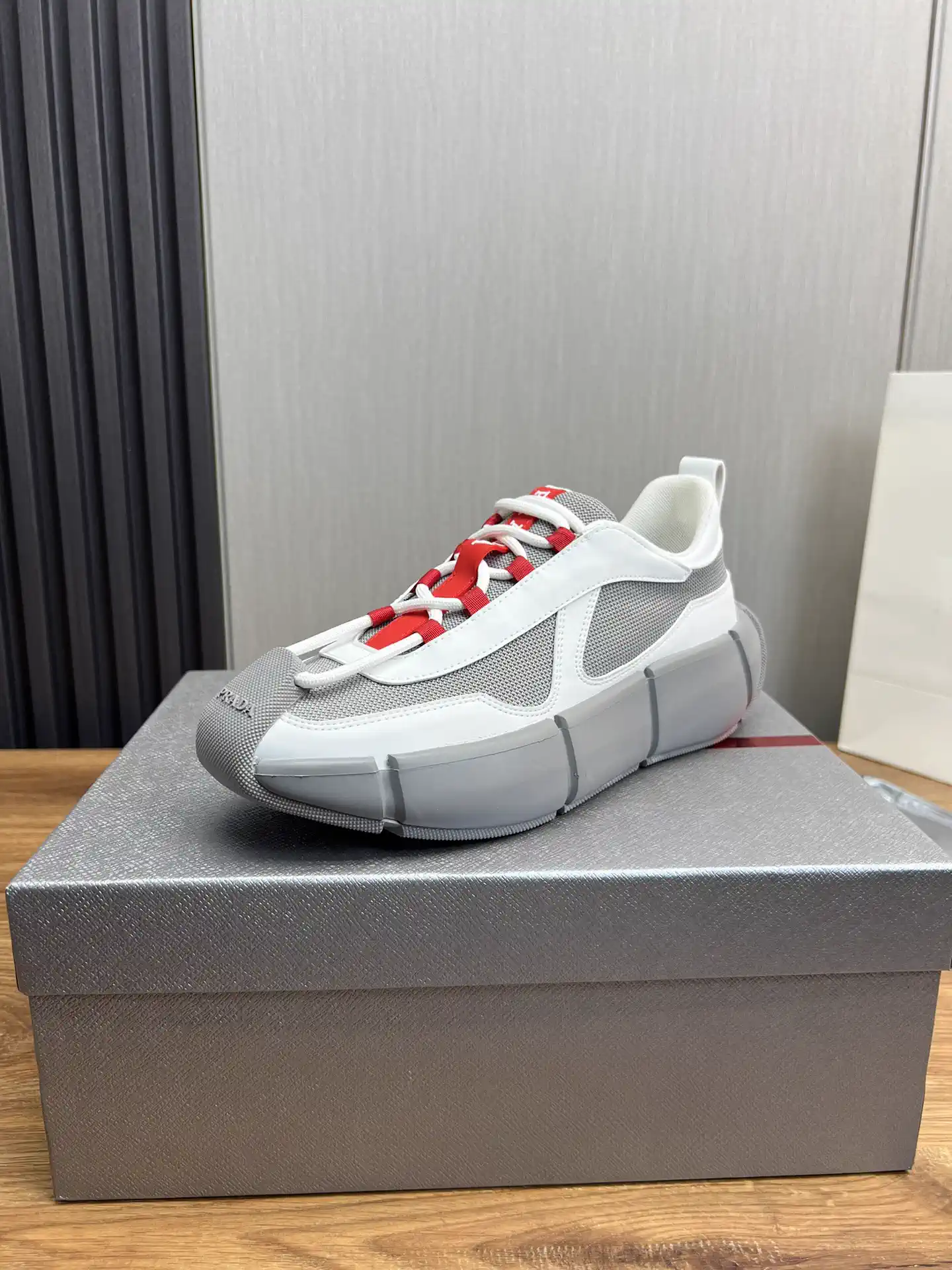 PRADA Men's Knit Leather Shoes image 1