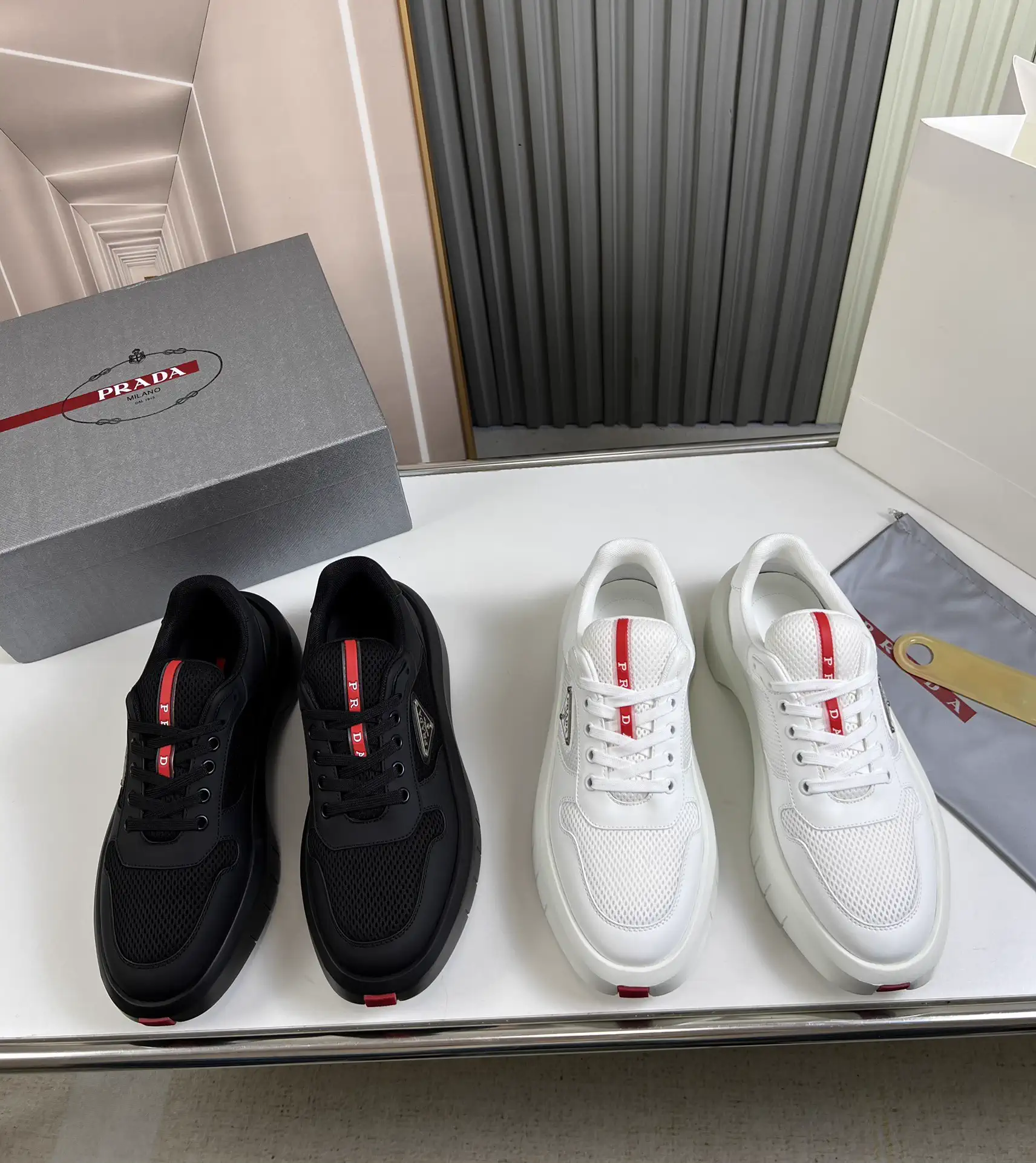 Prada Men's Flyknit Leather Shoes image 1
