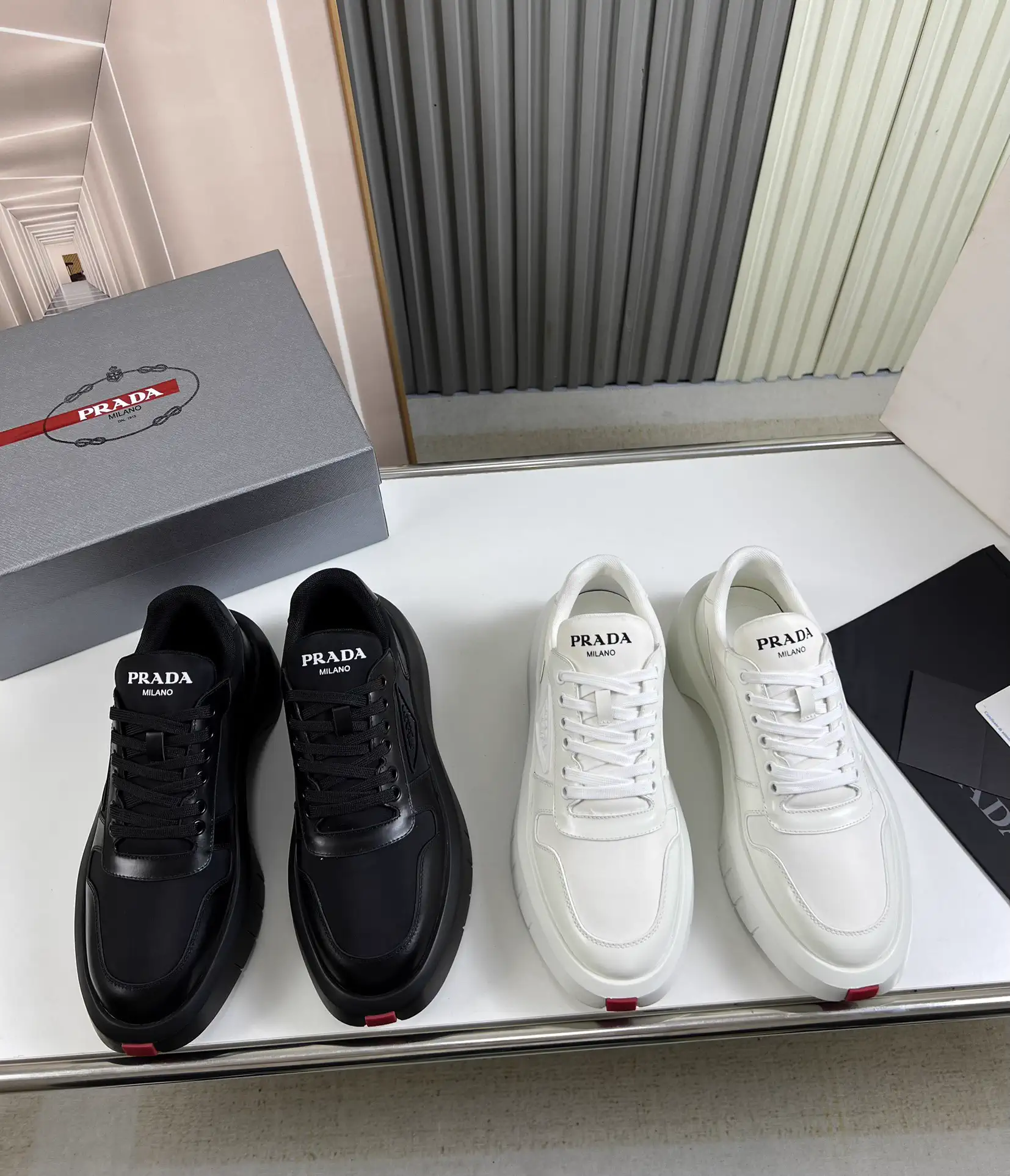 Prada Men's Flyknit Leather Shoes image 1