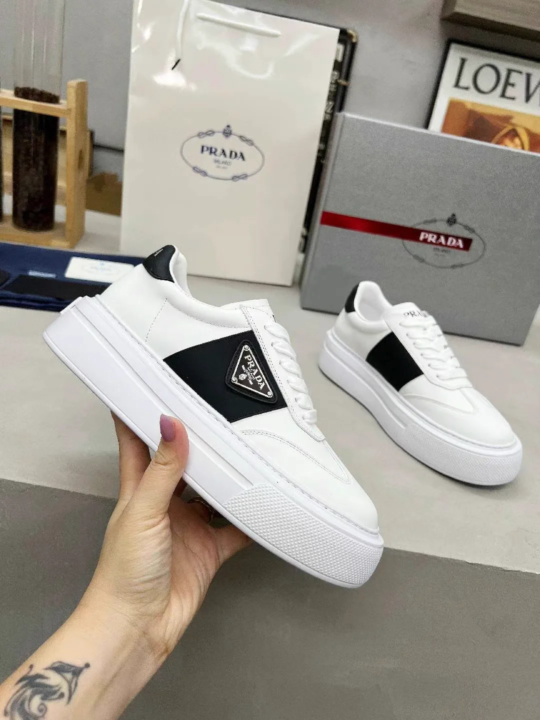 Prada Men's and Women's White Sneakers image 1