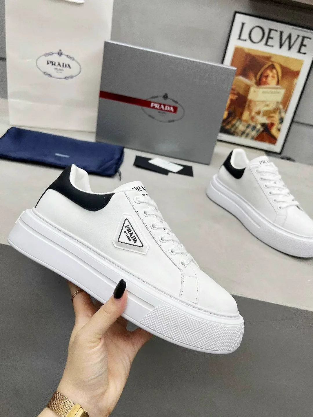 Prada Men's and Women's White Sneakers image 1