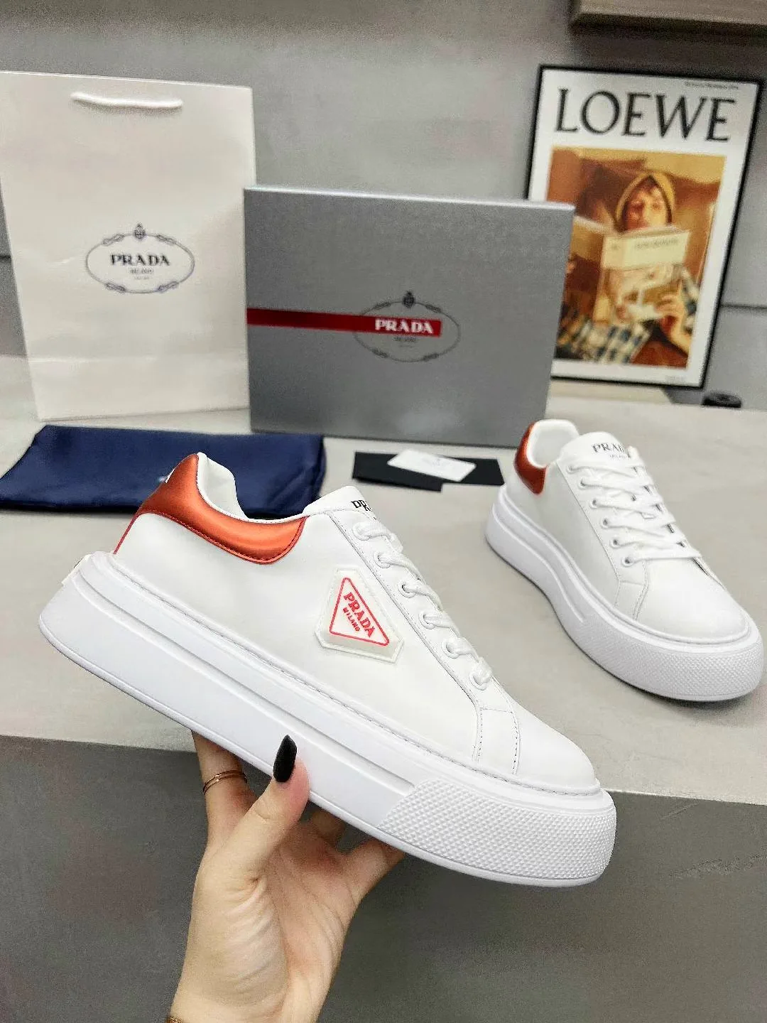 Prada Men's and Women's White Sneakers image 1
