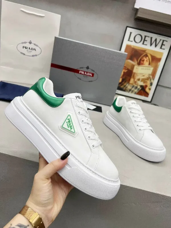 Men's and Women's White Leather Sneakers image 1