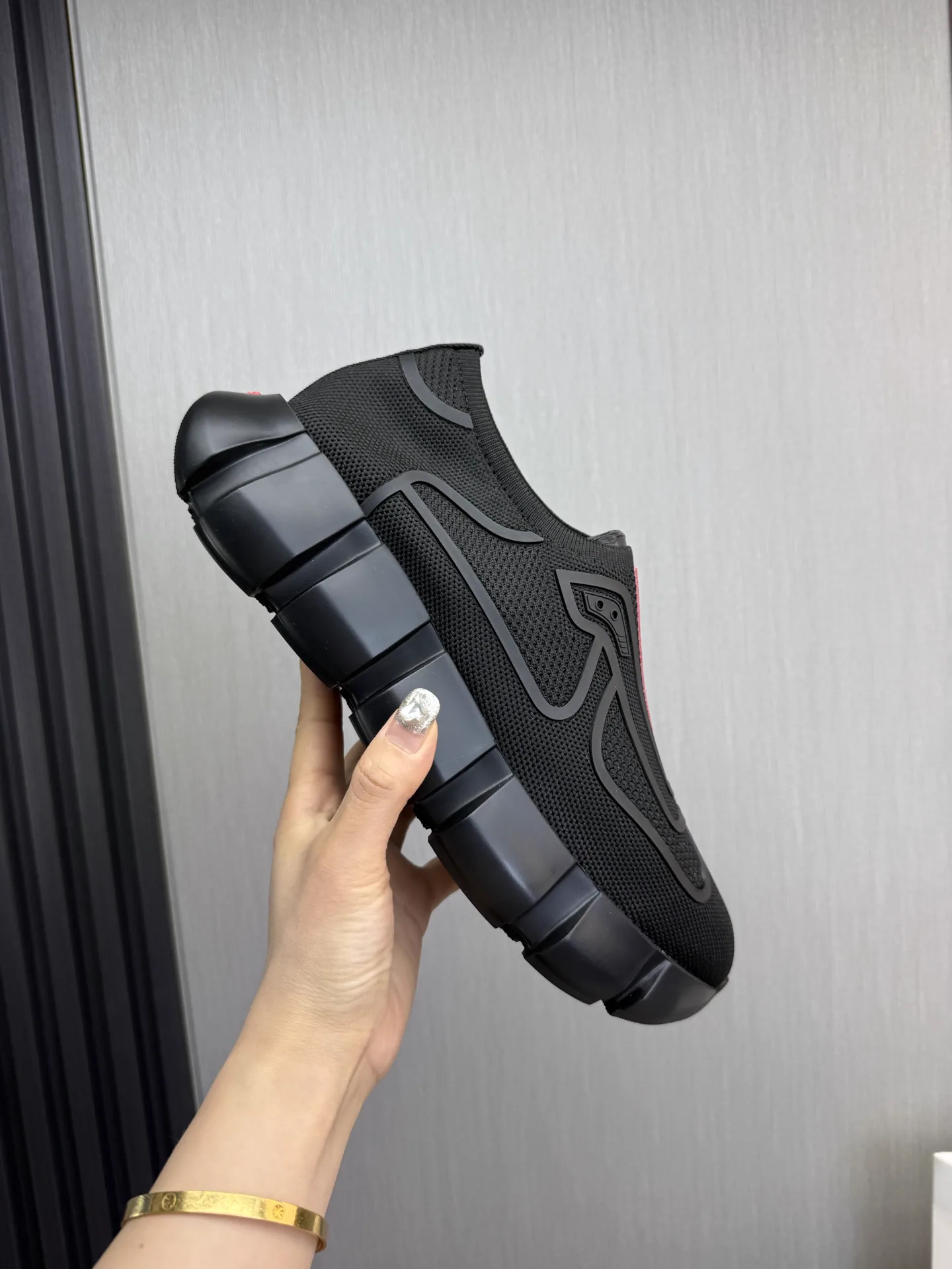 Prada Men's Flyknit Leather-Lined Shoes image 1