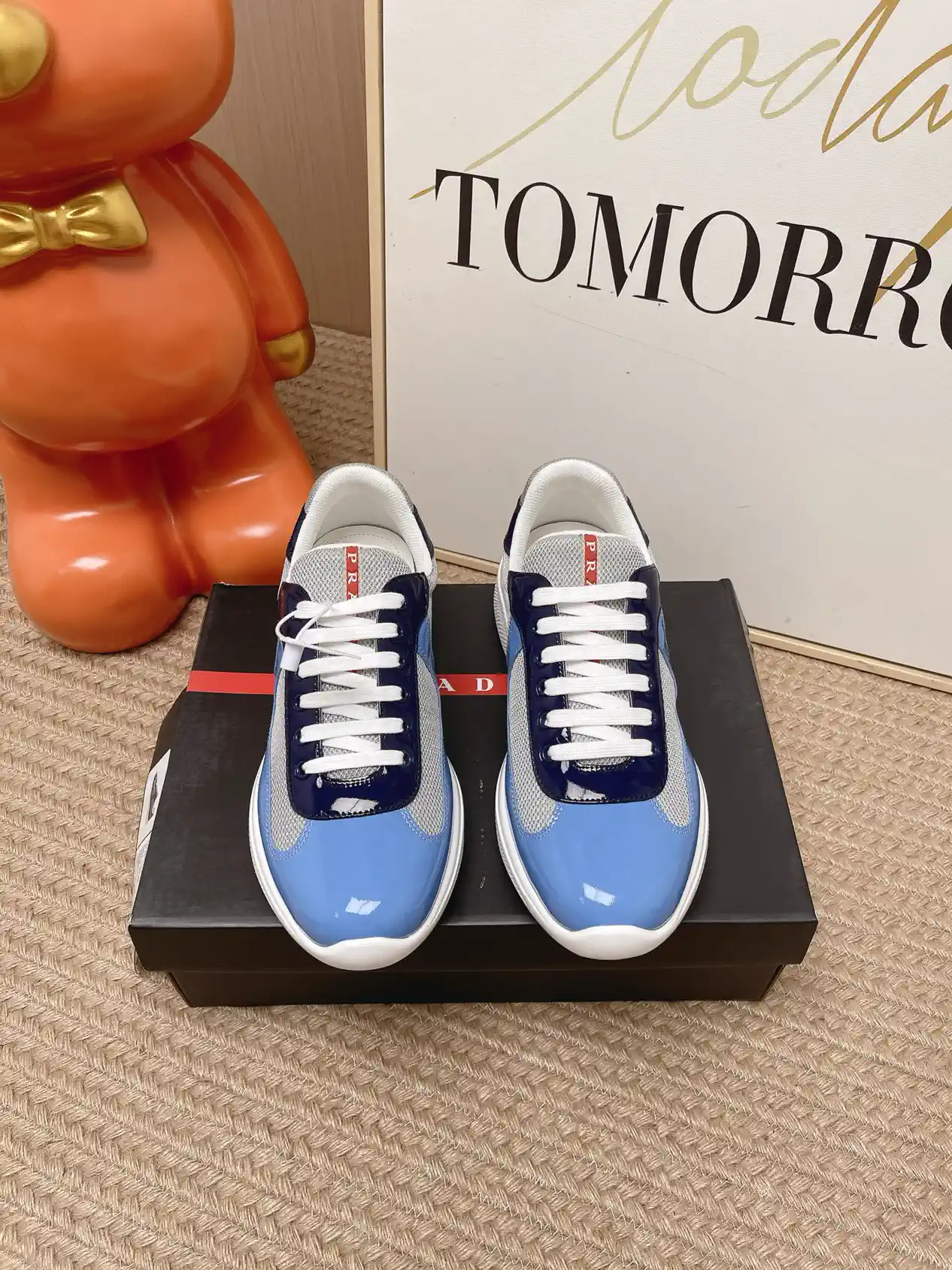 Prada America's Cup Patent Leather Mesh Sneakers image 1