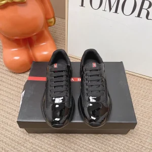 Prada America's Cup Patent Leather and Mesh Casual Sneakers image 1