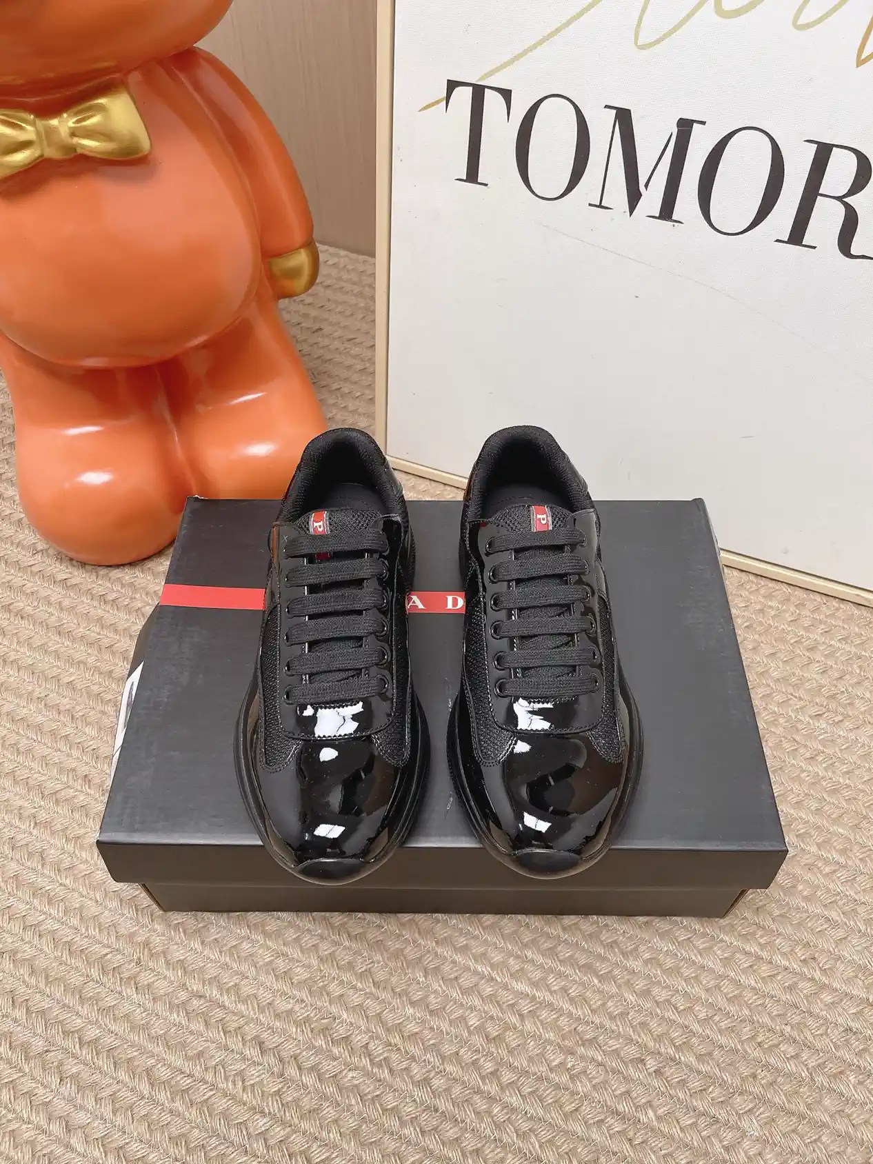 Prada America's Cup Patent Leather and Mesh Casual Sneakers image 1
