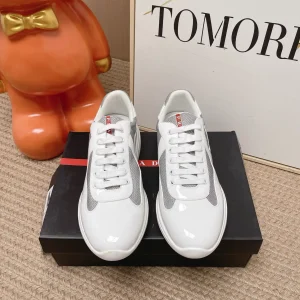 Prada America's Cup Patent Leather and Mesh Casual Sneakers image 1