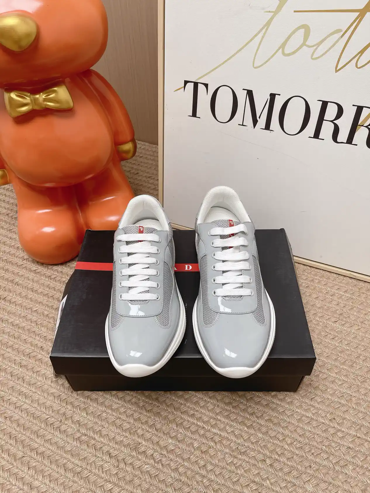 Prada America's Cup Patent Leather Mesh Casual Sneakers image 1