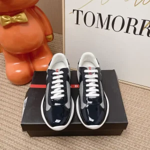 Prada America's Cup Patent Leather and Mesh Casual Sneakers image 1