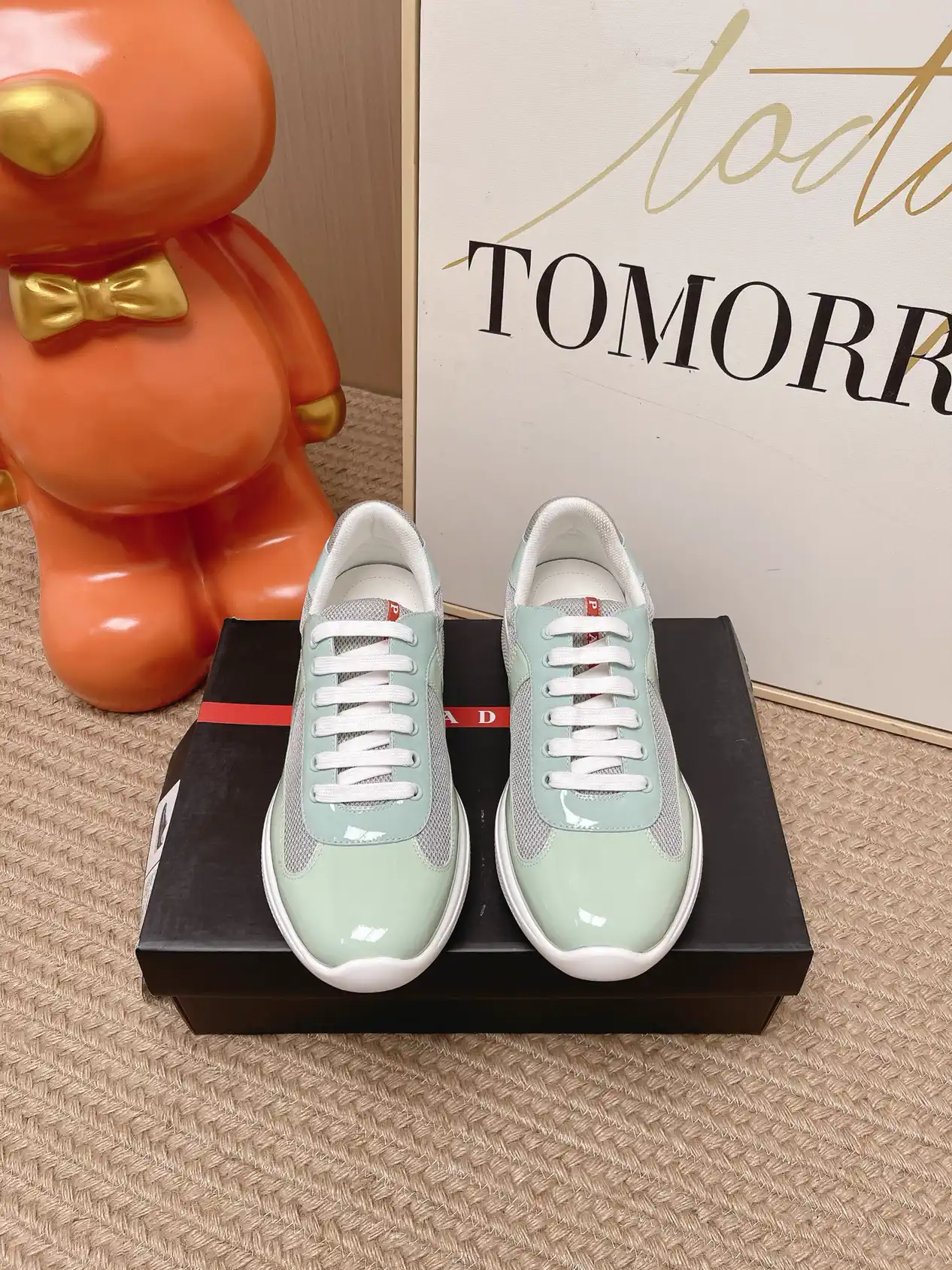Prada America's Cup Patent Leather and Mesh Sneakers image 1