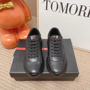 Prada America's Cup Patent Leather and Mesh Casual Sneakers image 1