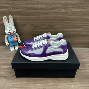 Prada Americas Cup Purple Patent Leather and Mesh Low-Top Sneakers image 1