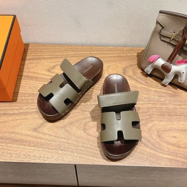 Hermes Wooden Sole Slippers image 1