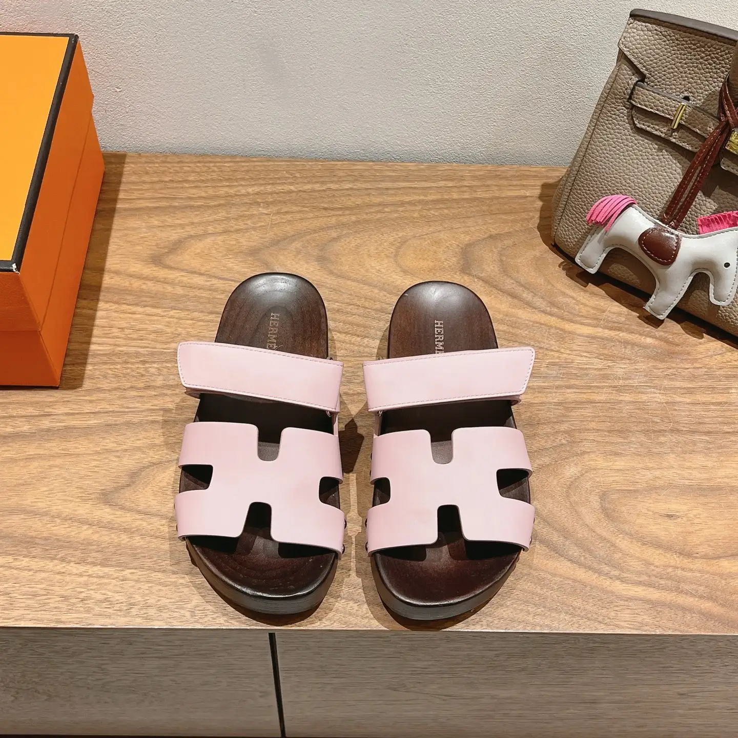 Hermes Wooden Sole Slippers image 1