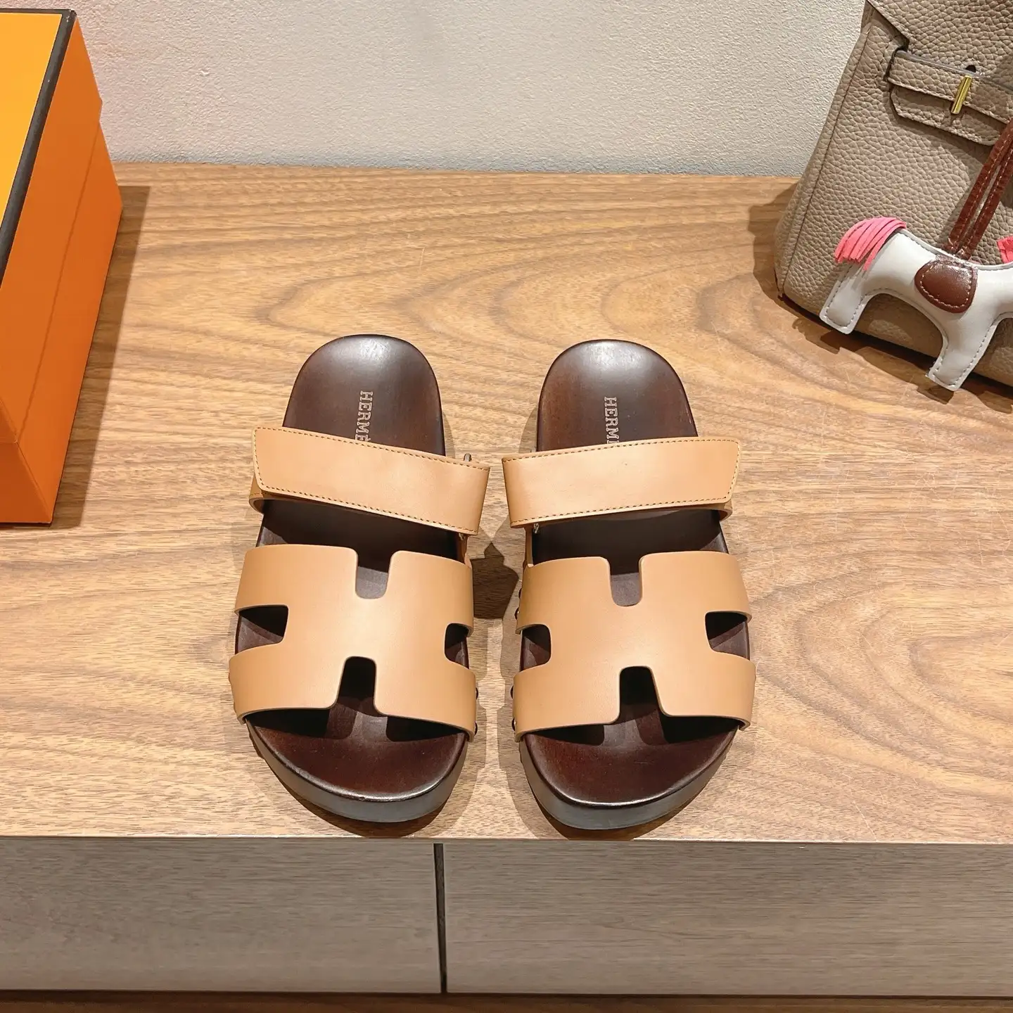 Hermes Wooden Sole Slippers image 1