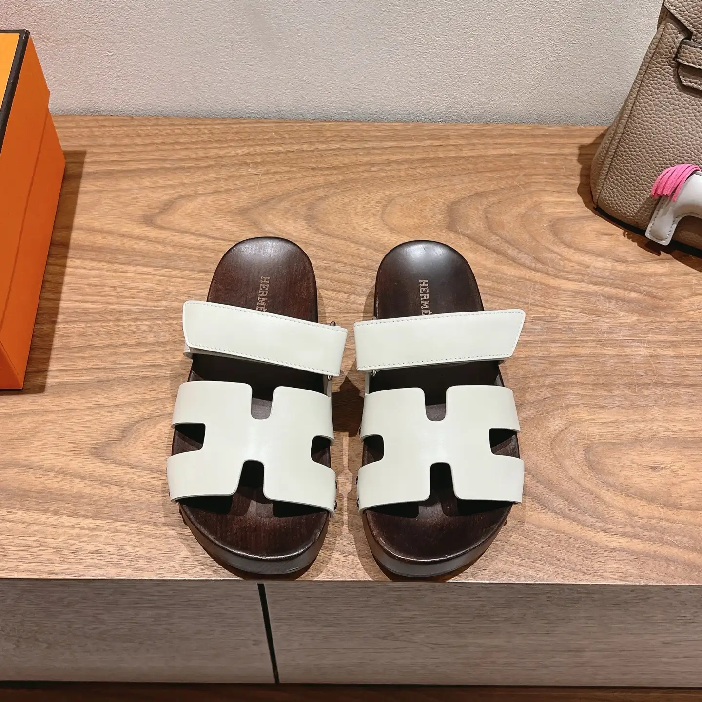 Hermes Wooden Sole Slippers image 1