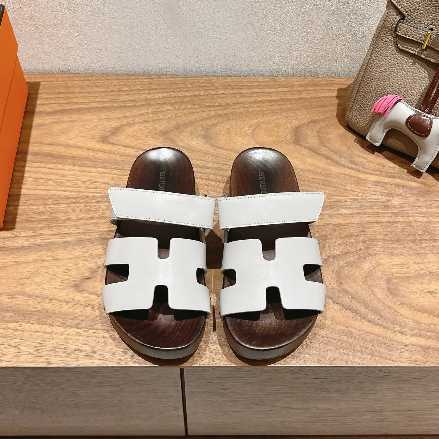 Hermes Wooden Sole Slippers image 1