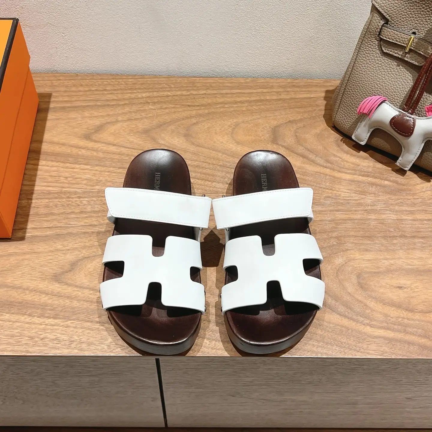 Hermes Wooden Sole Slippers image 1