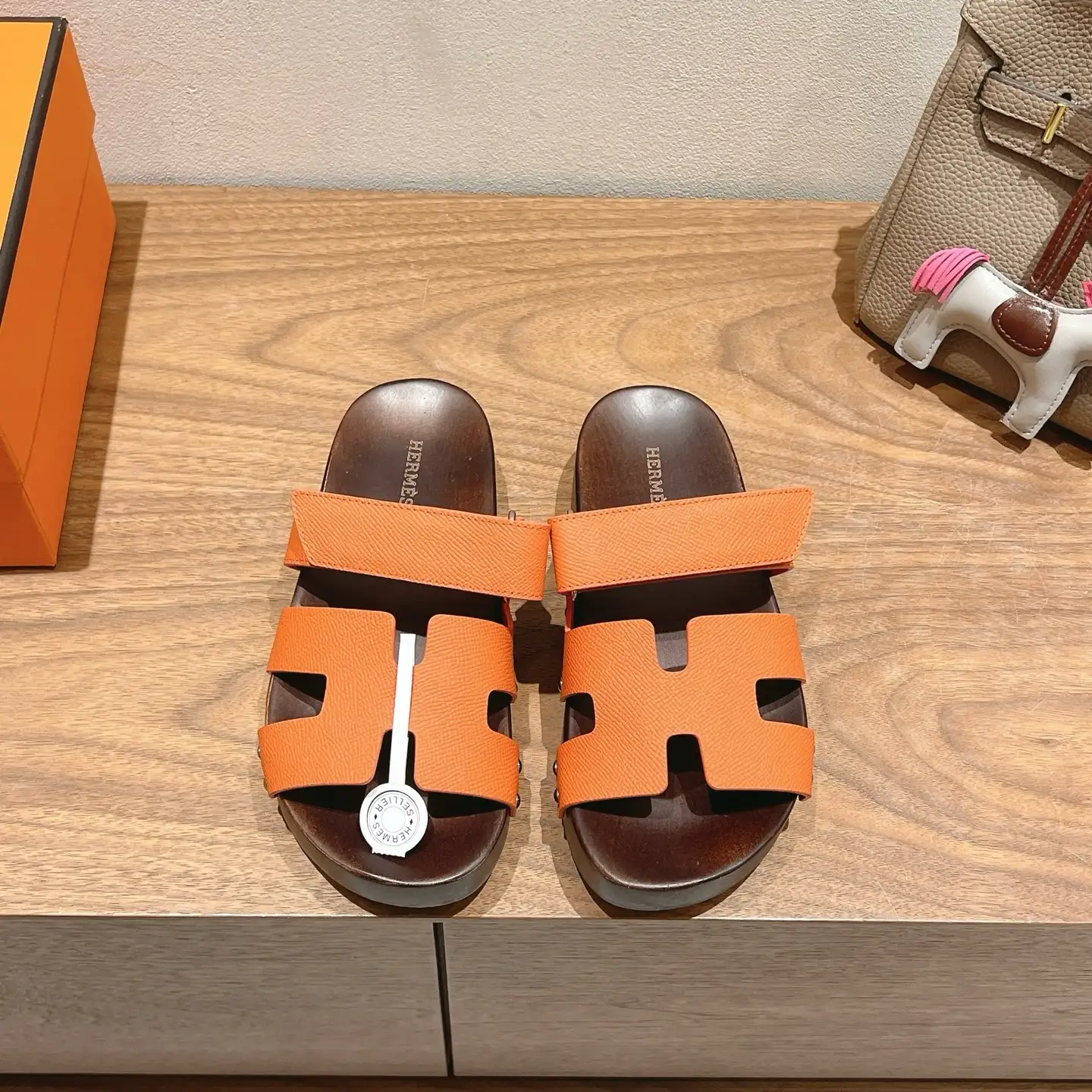 Hermes Wooden Sole Slippers image 1