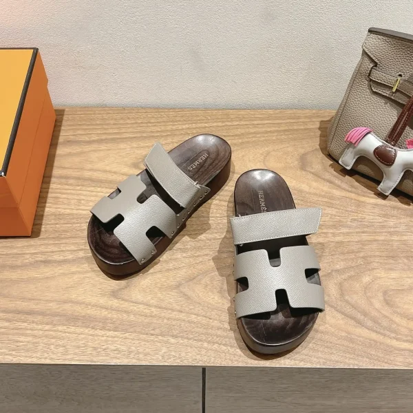 Hermes Wooden Sole Slippers image 1