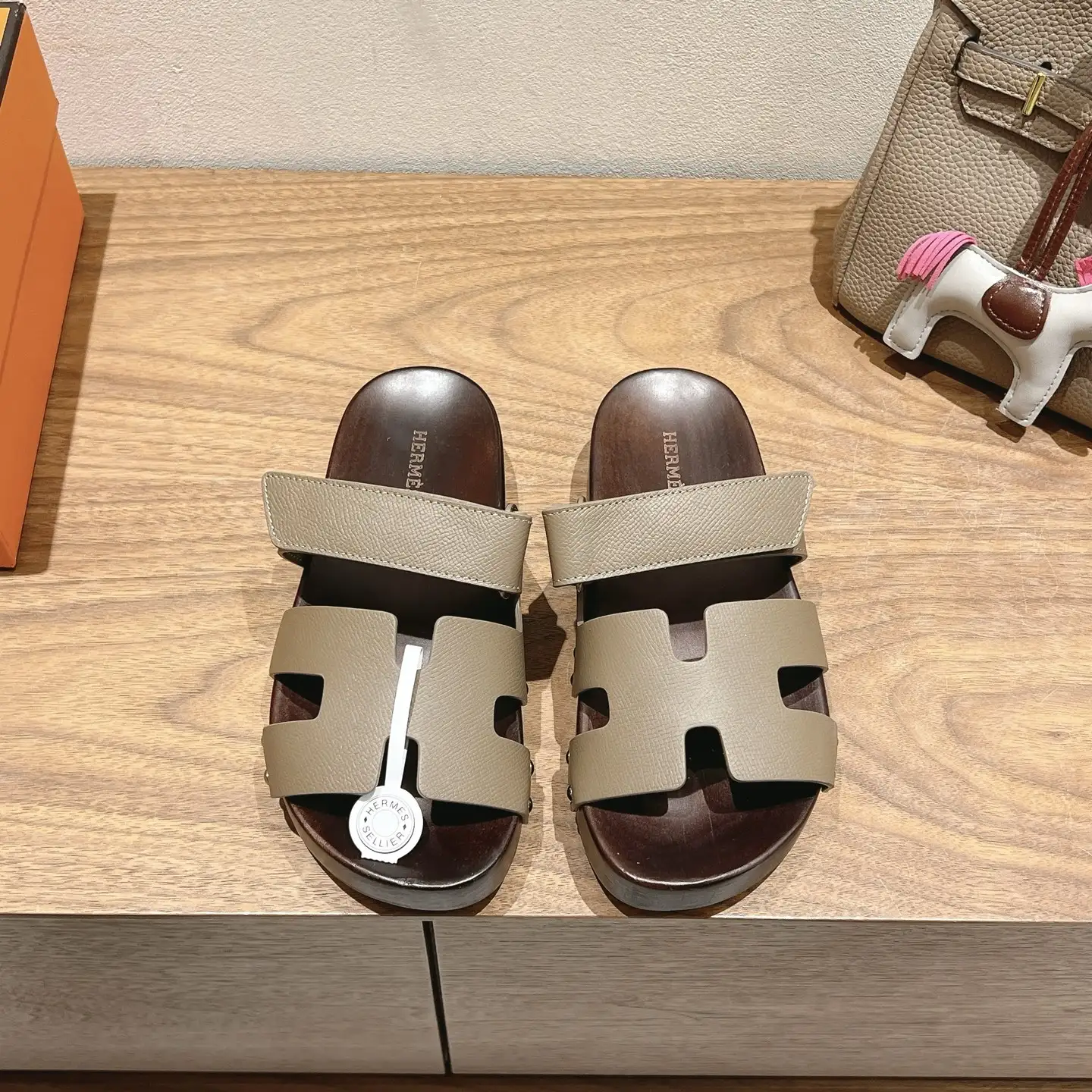 Hermes Wooden Sole Slippers image 1