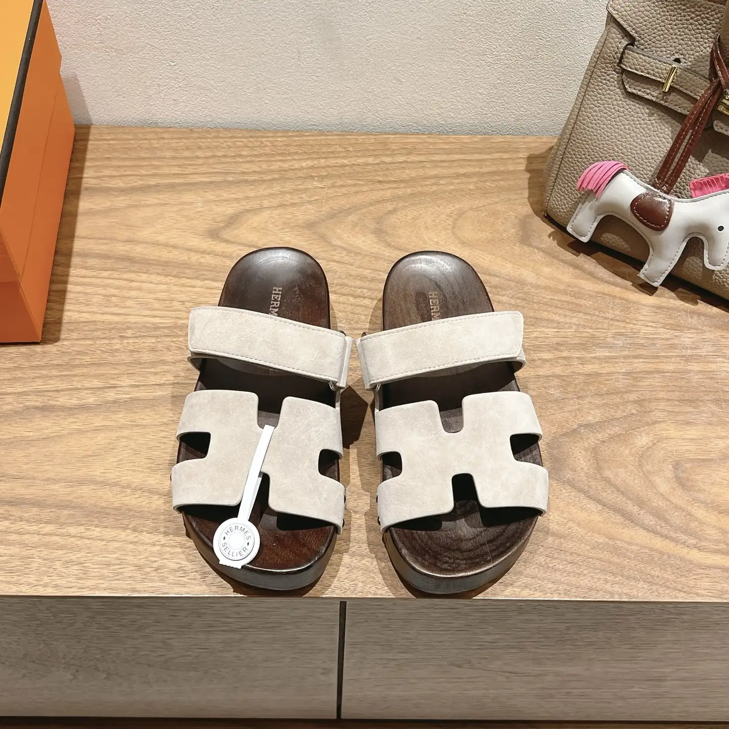 Hermes Wooden Sole Slippers image 1