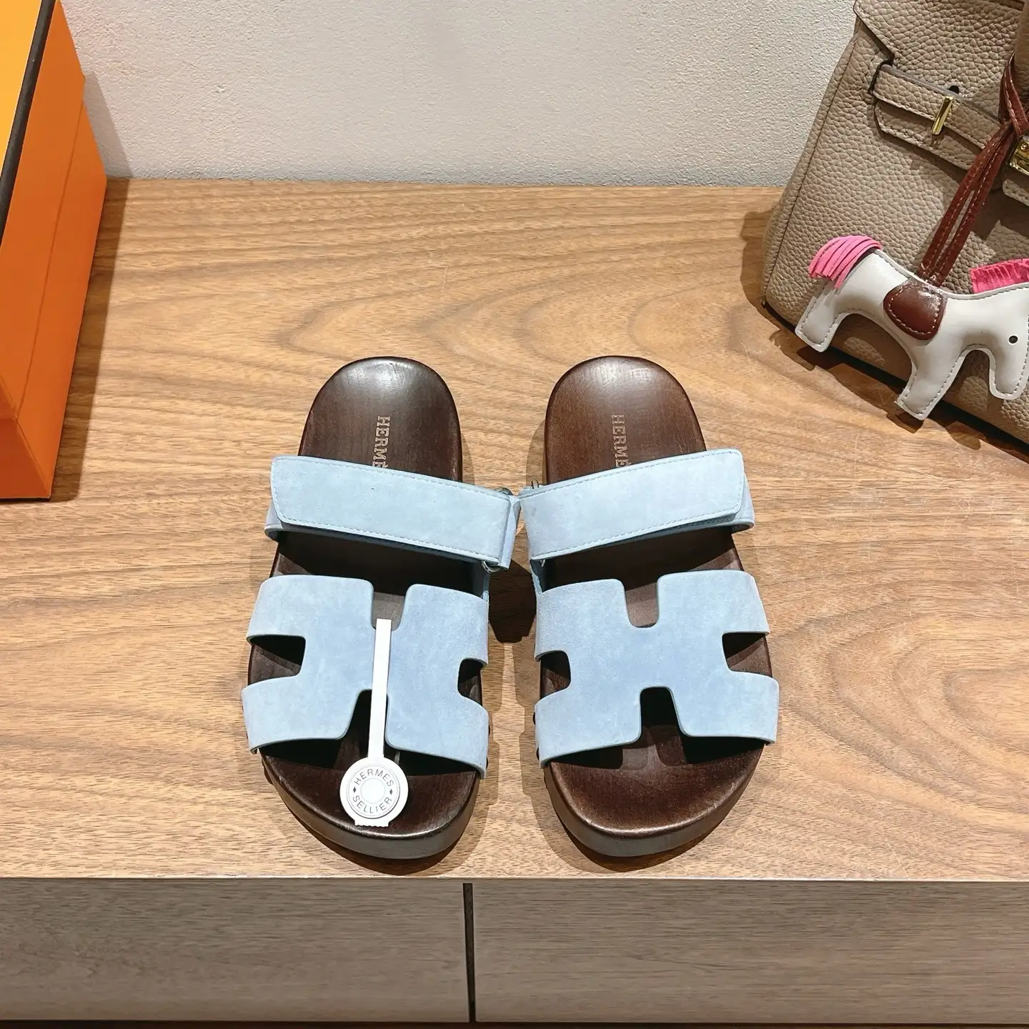 Hermes Wooden Sole Slippers image 1