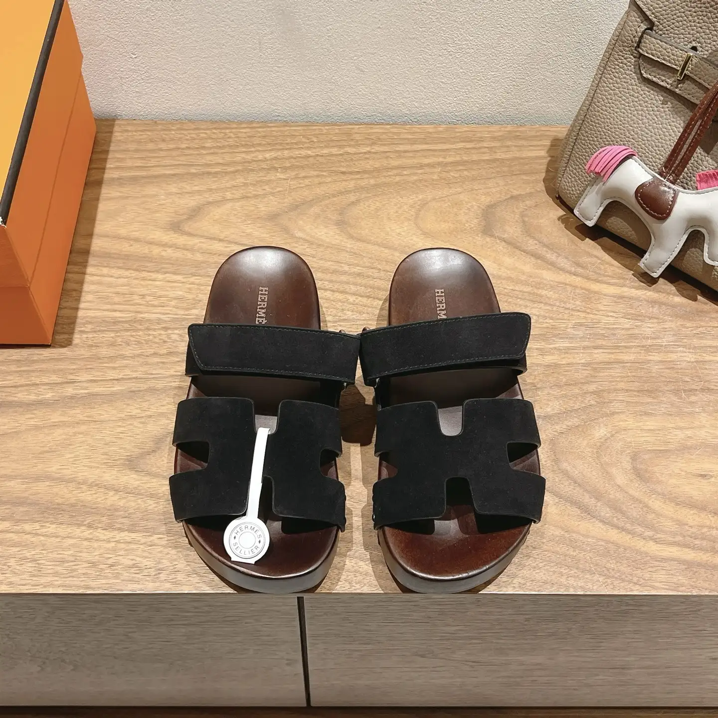 Hermes Wooden Sole Slippers image 1