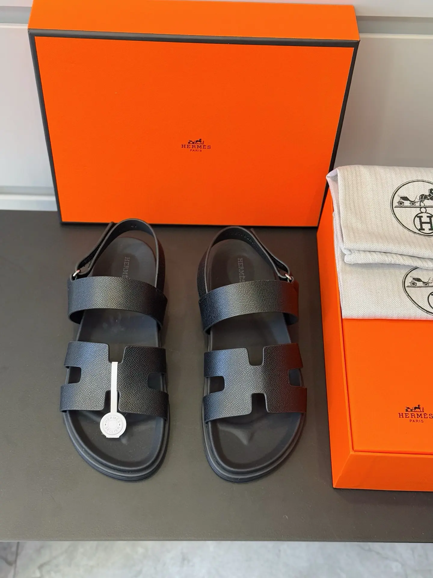 Herme Men's Leather Slide Sandals image 1