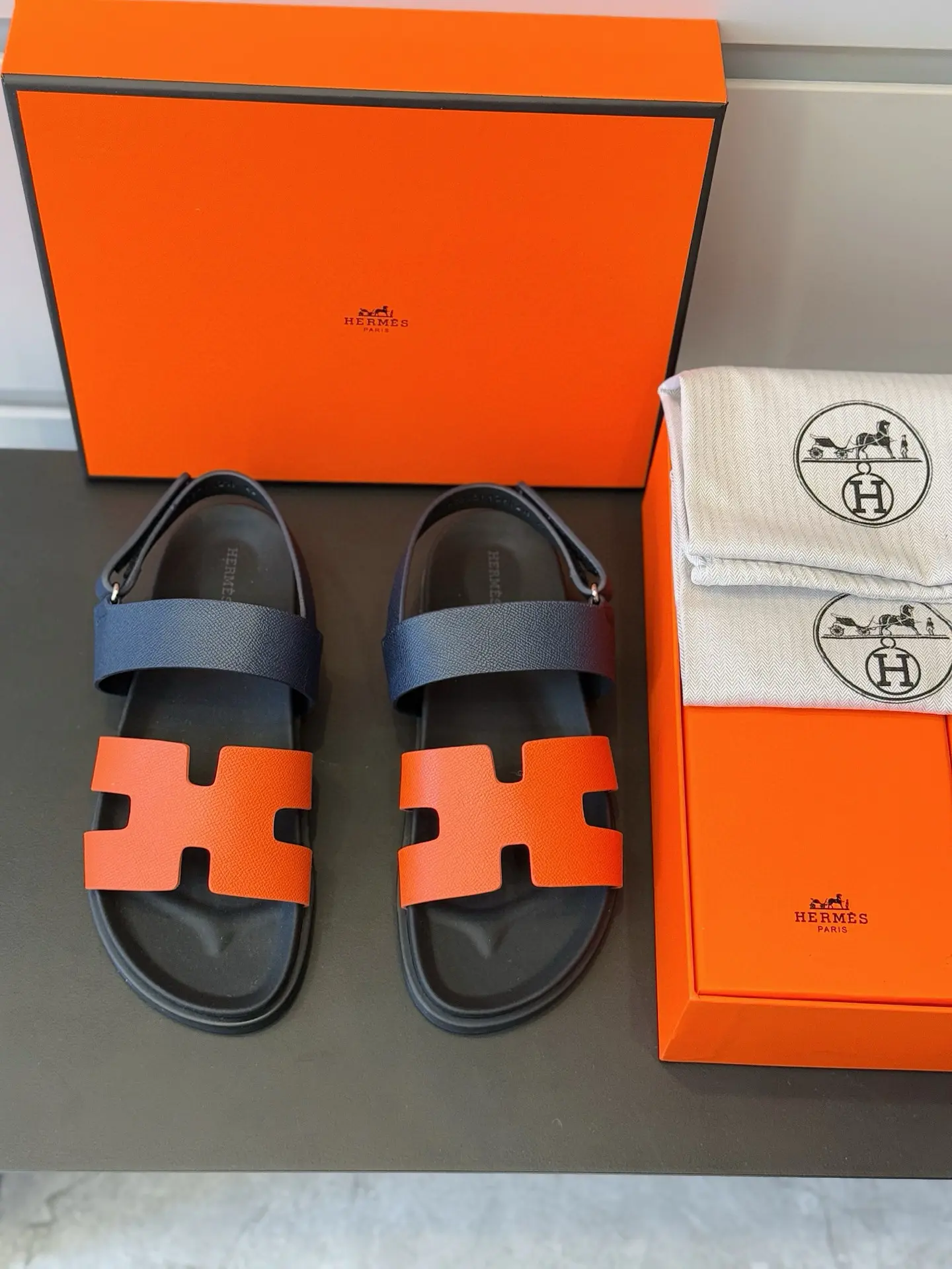 Men's Leather Slide Sandals with Rubber Anti-Slip Outsole image 1